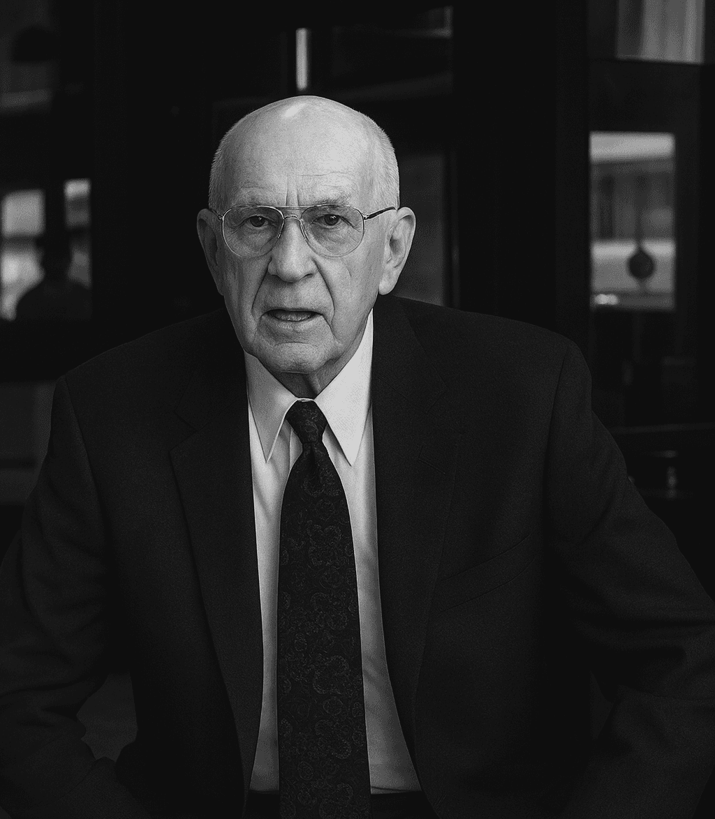 Historic black-and-white portrait of founder Henry Voss